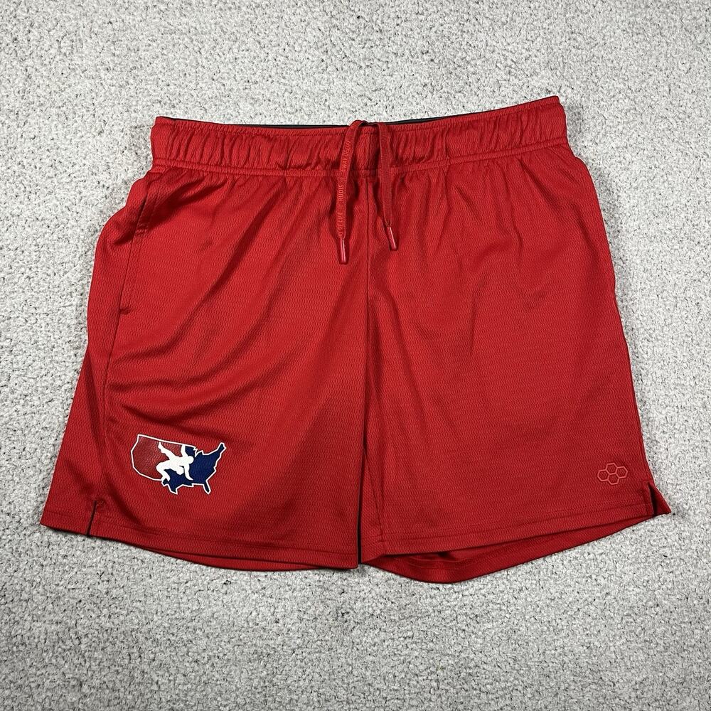 Rudis Shorts Mens Medium Red USA Wrestling Performance Training BJJ MMA Combat